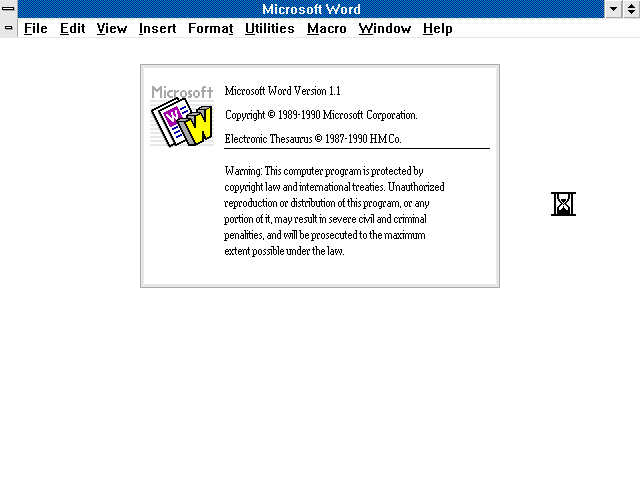 Microsoft Word 1.1 for OS2 - Splash